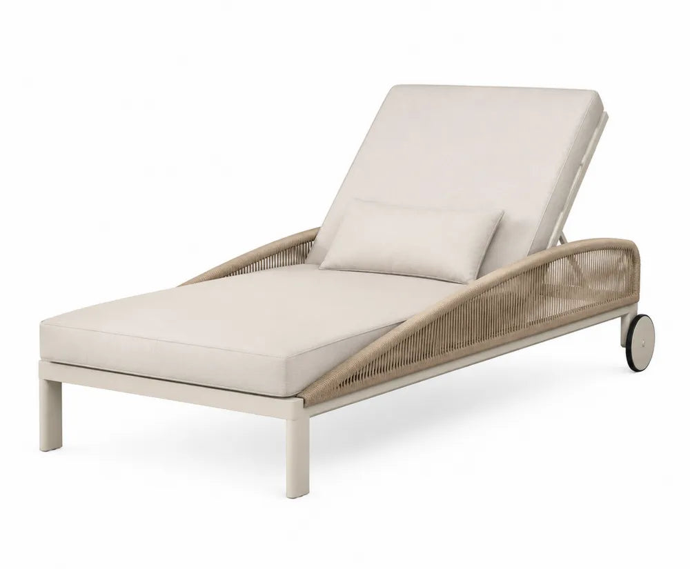 Gartenliege Beige Aluminium und Polyrattan
