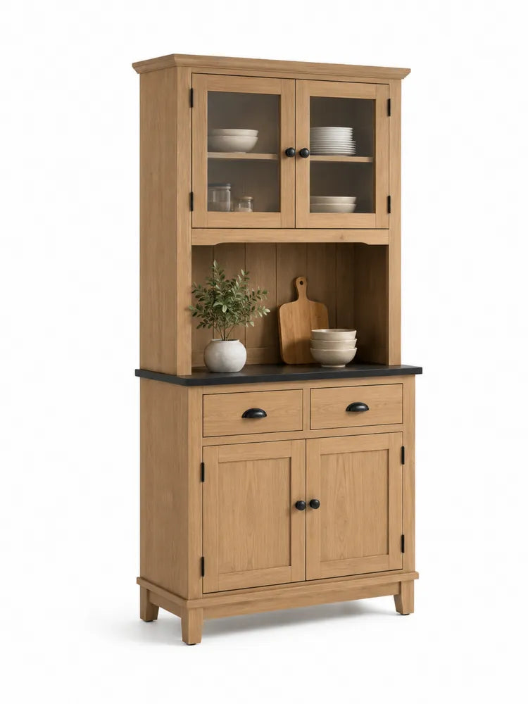 Holzschrank mit Glas- und Holztüren 200x100x40 cm