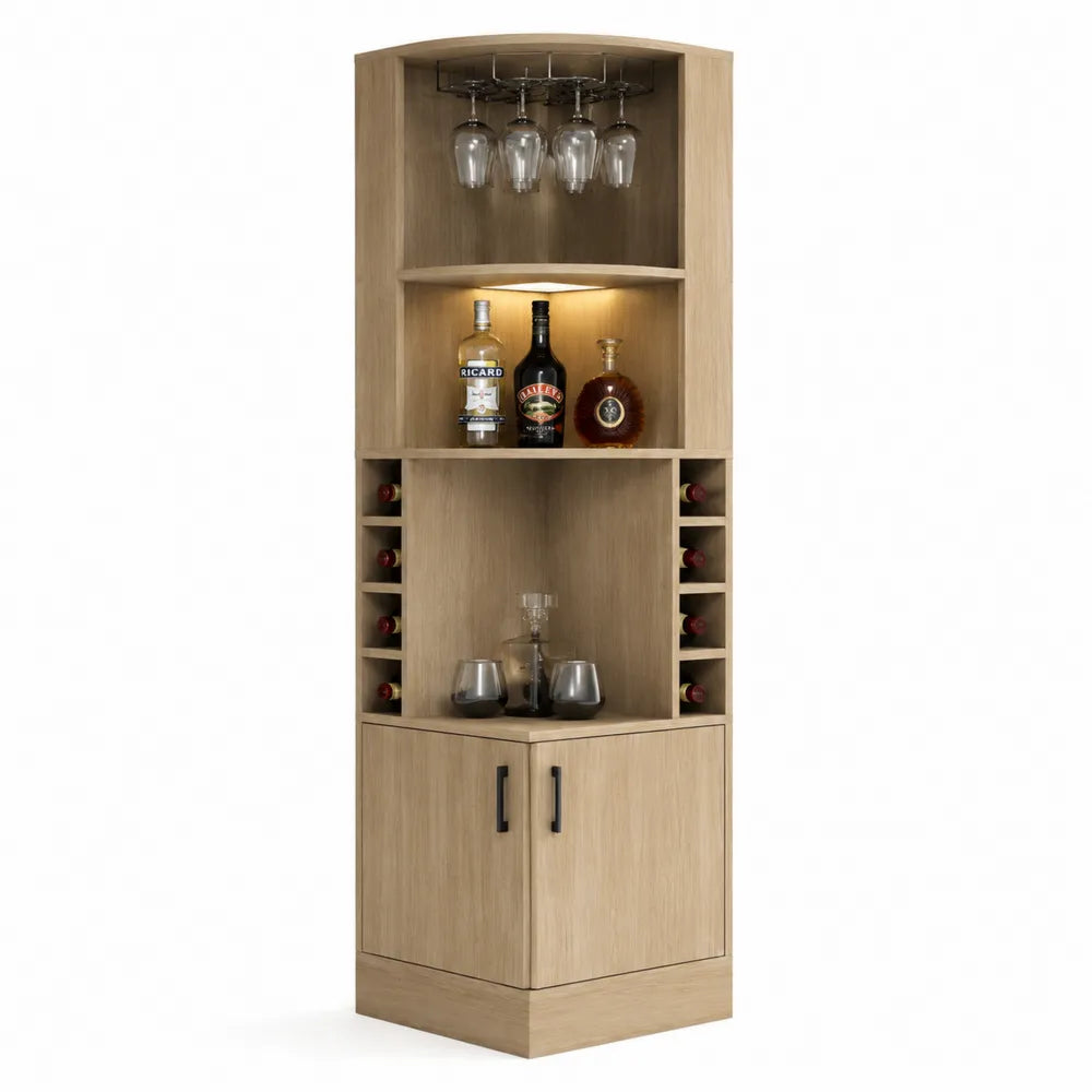 Eck-Küchenschrank mit Regal und Weingestell aus Holz 180x50x50 cm