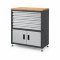 Metall Werkzeugschrank mit Holzplatte und 6 Schubladen