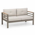 Gartensofa Aluminium mit Polyestergewebe Beige 85x140x70 cm