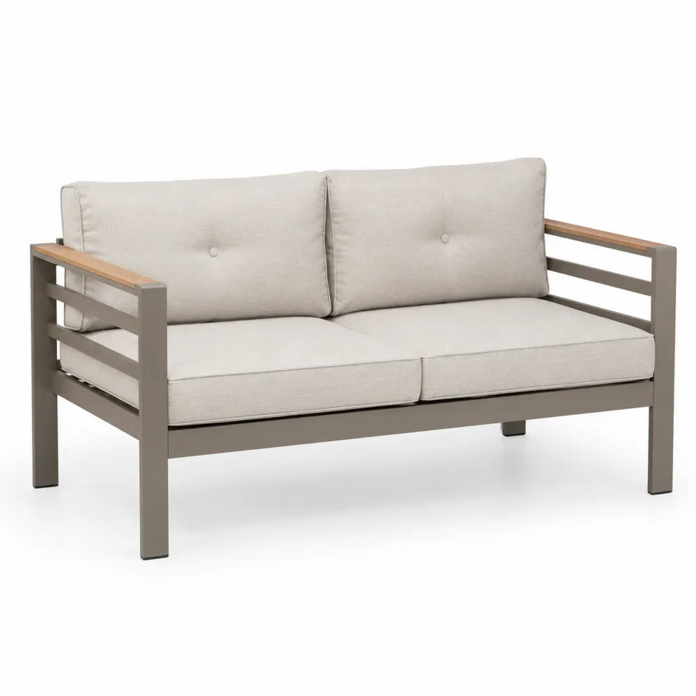 Gartensofa Aluminium mit Polyestergewebe Beige 85x140x70 cm
