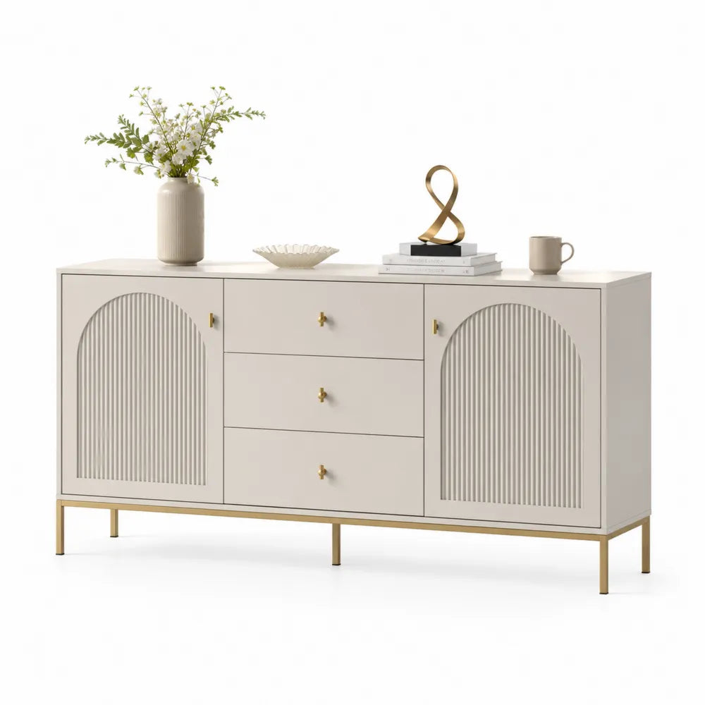 Sideboard mit Türen und Schubladen - MDF - Cremeweiß - 150 cm x 40 cm x 80 cm
