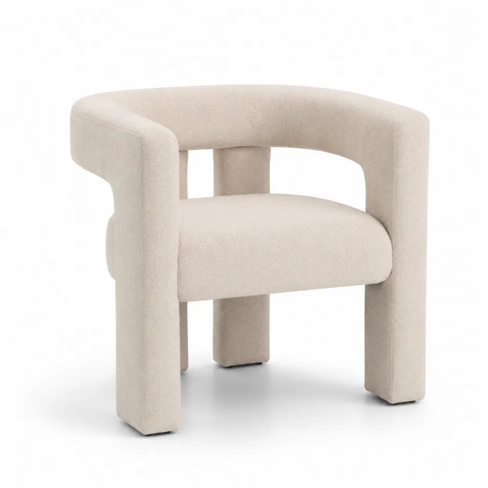 Sessel Holzrahmen Polyester Beige 70x60x75cm