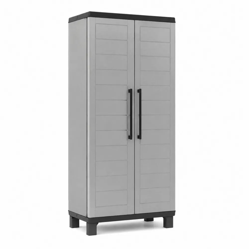 Kunststoff Schrank mit Doppeltüren Grau 180 cm Höhe