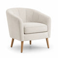 Sessel Beige Rund Bouclé Holzrahmen