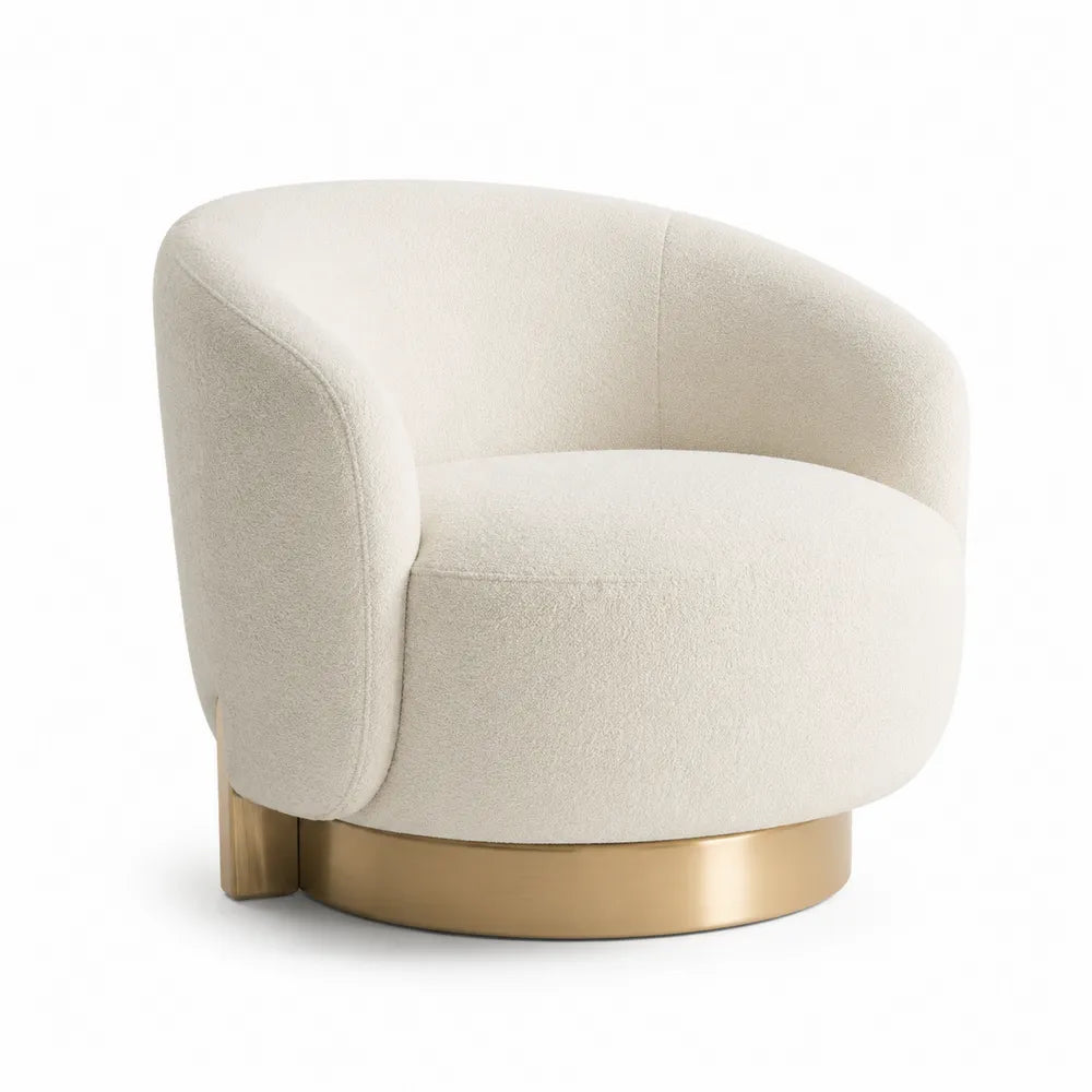 Drehbarer Sessel Creme Polyester Metallbasis Ø70 cm