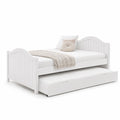 Weißes Holz-Einzelbett mit ausziehbarem Unterbett